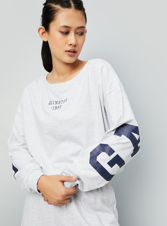 Women Printed Boxy Fit Crop Sports T-shirt