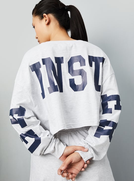Women Printed Boxy Fit Crop Sports T-shirt