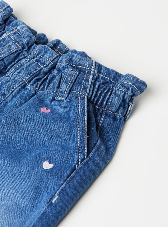 Girls Heart Embroidered Jeans