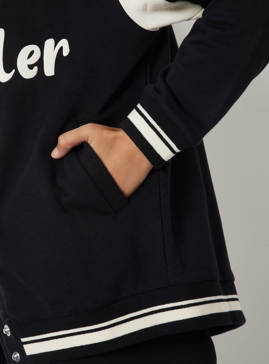 Women Printed Boxy Fit  Varsity Jacket