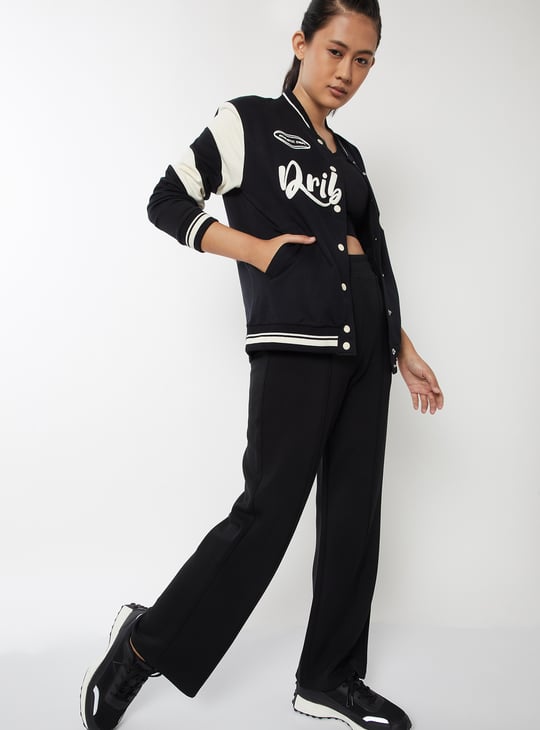 Women Printed Boxy Fit  Varsity Jacket