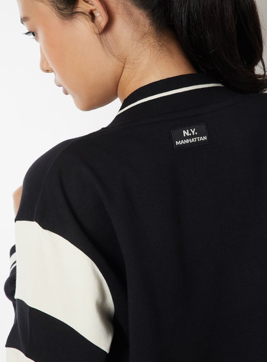 Women Printed Boxy Fit  Varsity Jacket