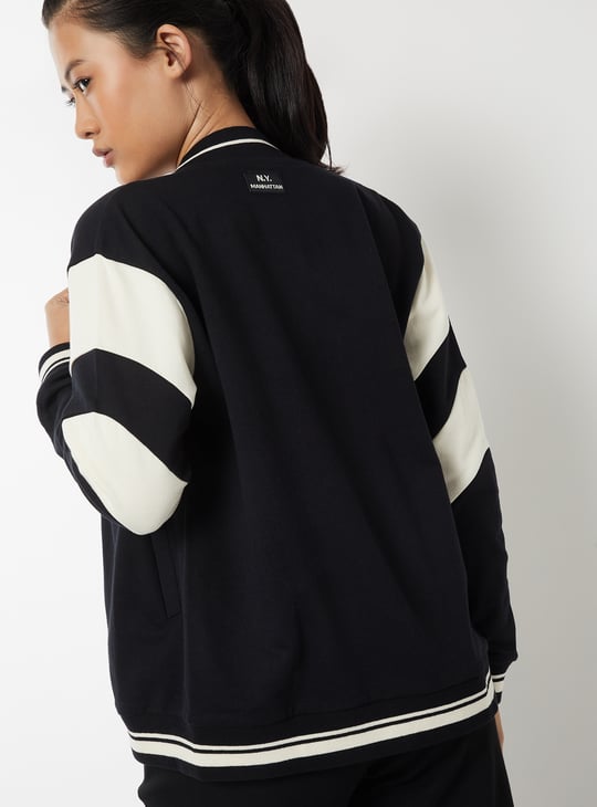 Women Printed Boxy Fit  Varsity Jacket