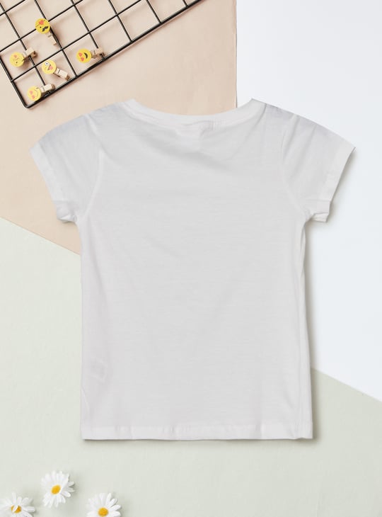 Girls Solid Denim Pinafore Dress with T-shirt