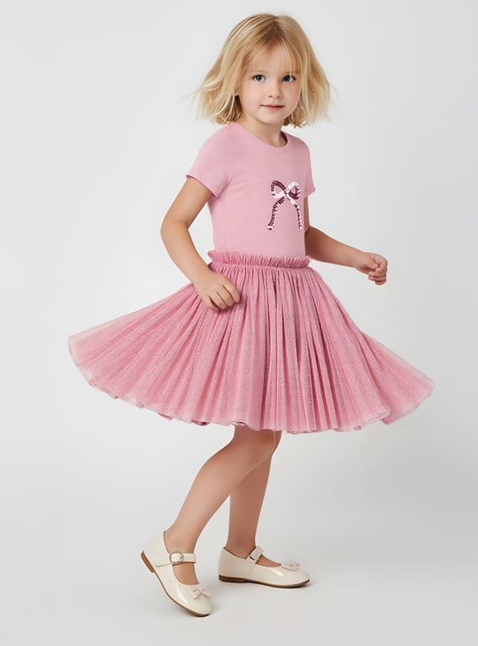 Girls Sequins Embellished Dress