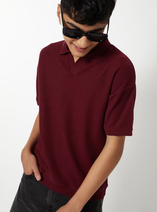 Boys Ribbed Polo T-shirt