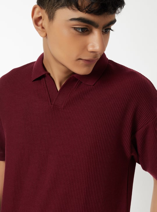 Boys Ribbed Polo T-shirt