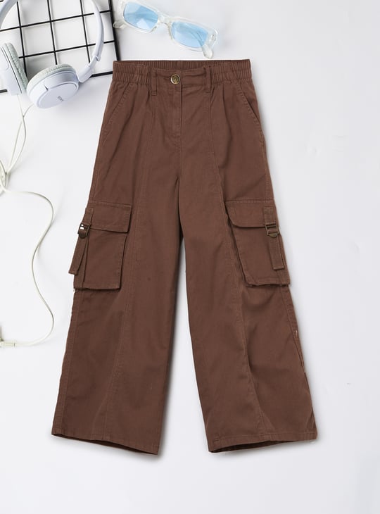 Girls Solid Cargo Trousers