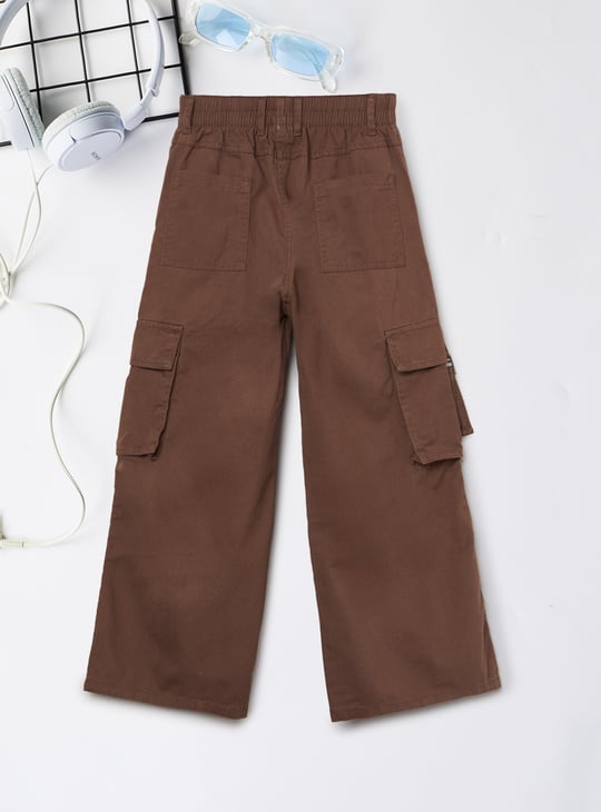 Girls Solid Cargo Trousers