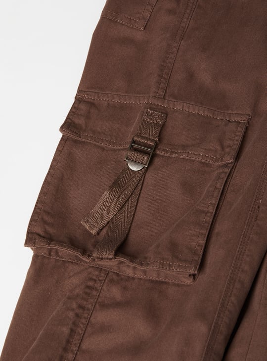 Girls Solid Cargo Trousers