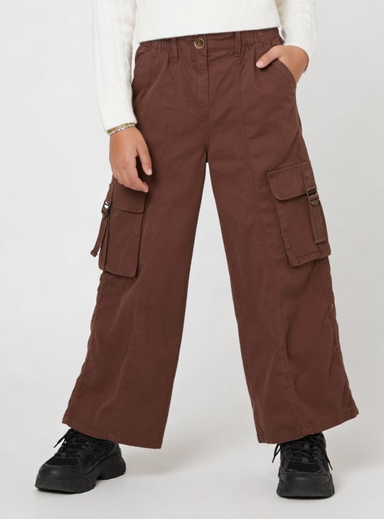 Girls Solid Cargo Trousers