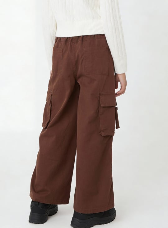 Girls Solid Cargo Trousers