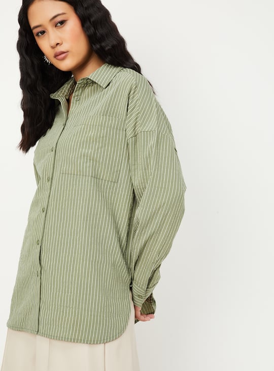 Women Striped Oversized Shirt