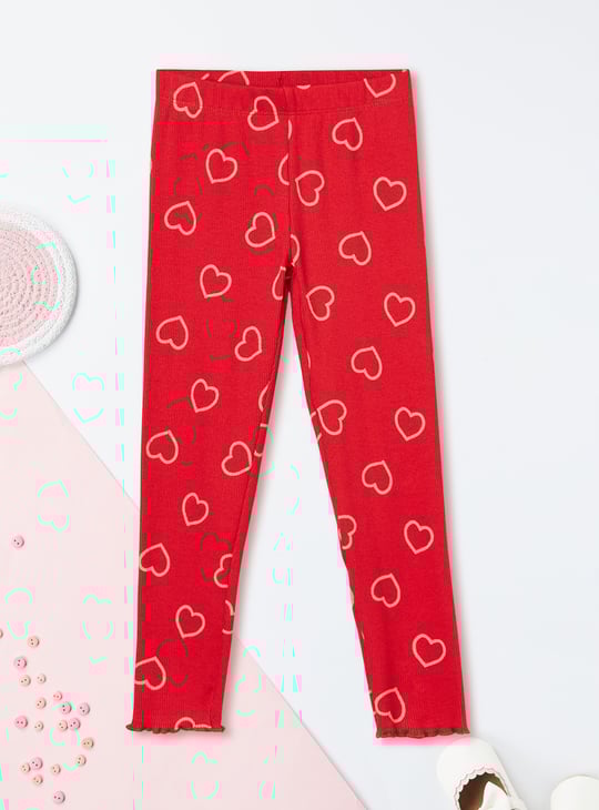 Girls Heart Print Leggings