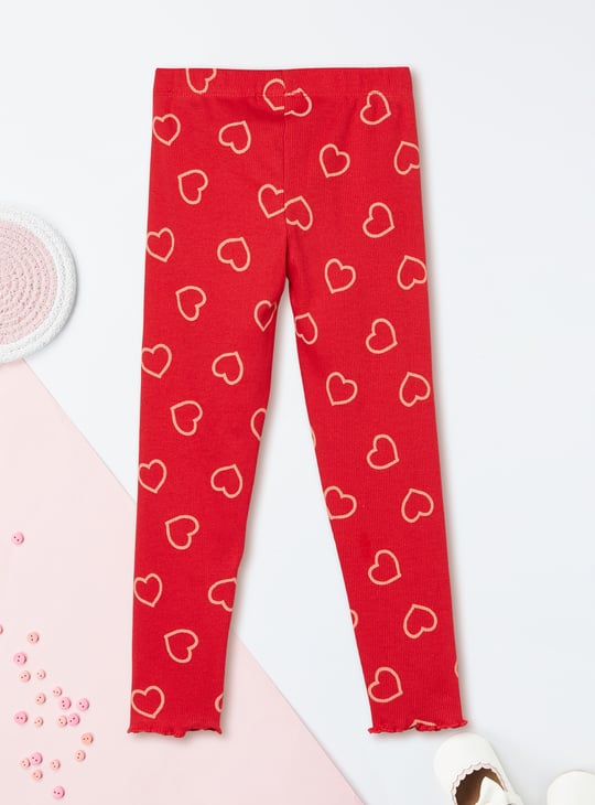 Girls Heart Print Leggings