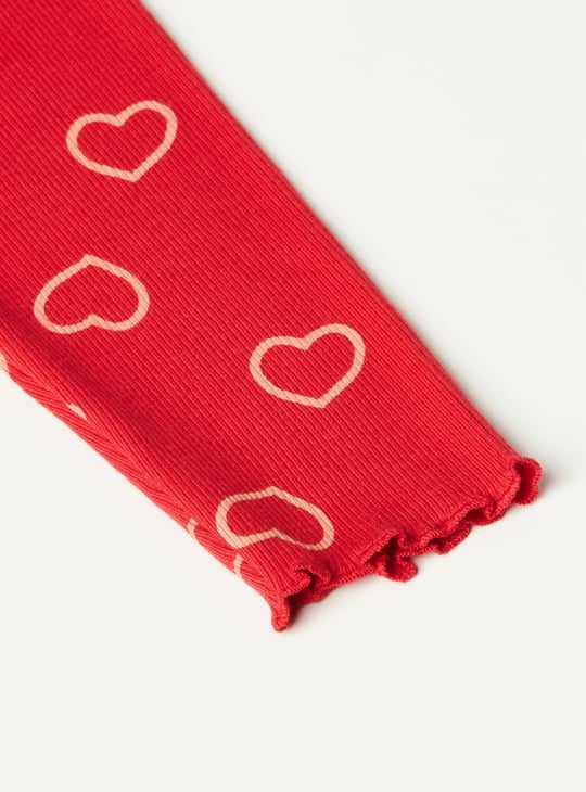 Girls Heart Print Leggings