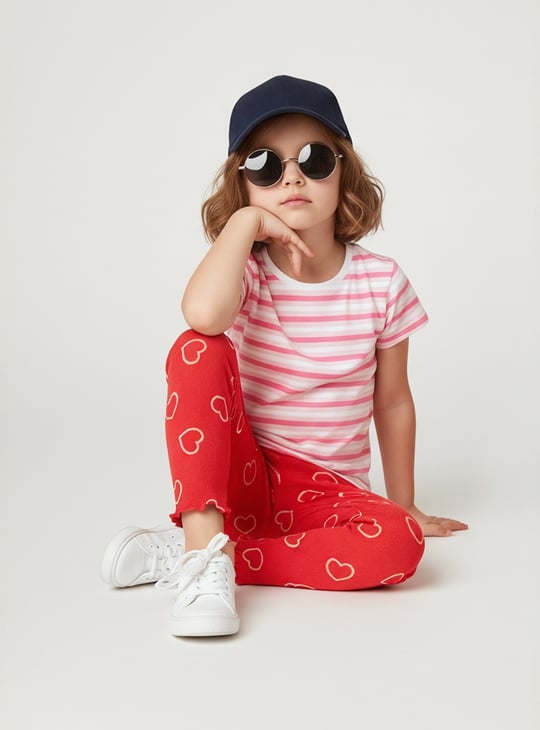 Girls Heart Print Leggings