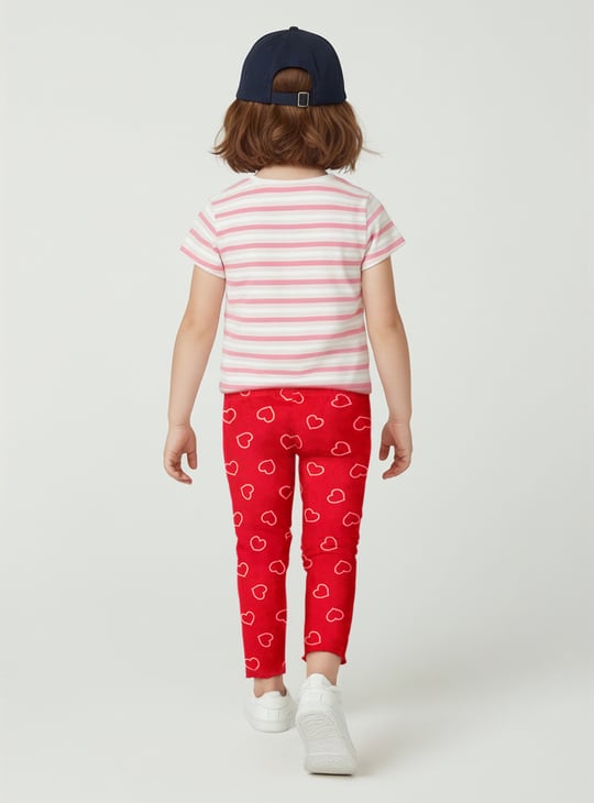 Girls Heart Print Leggings