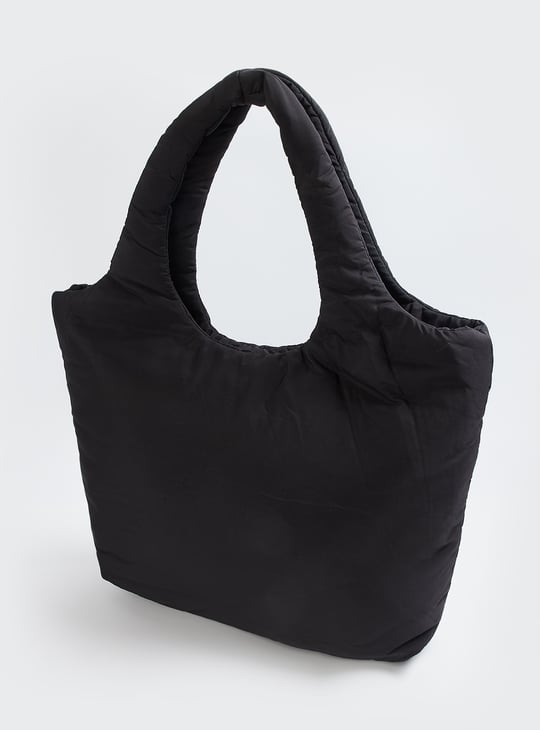 Women Quilted Tote Bag with Pouch | Black | Tote Bags