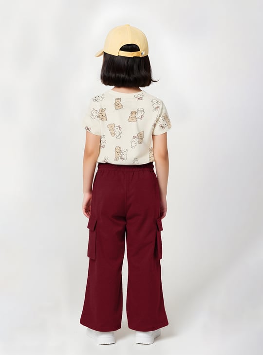Girls Solid Cargo Track Pants