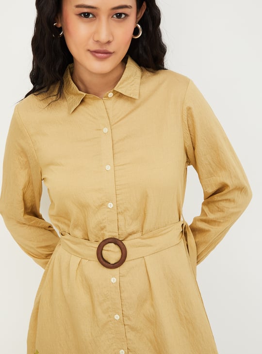 Women Floral Print Shirt Dress