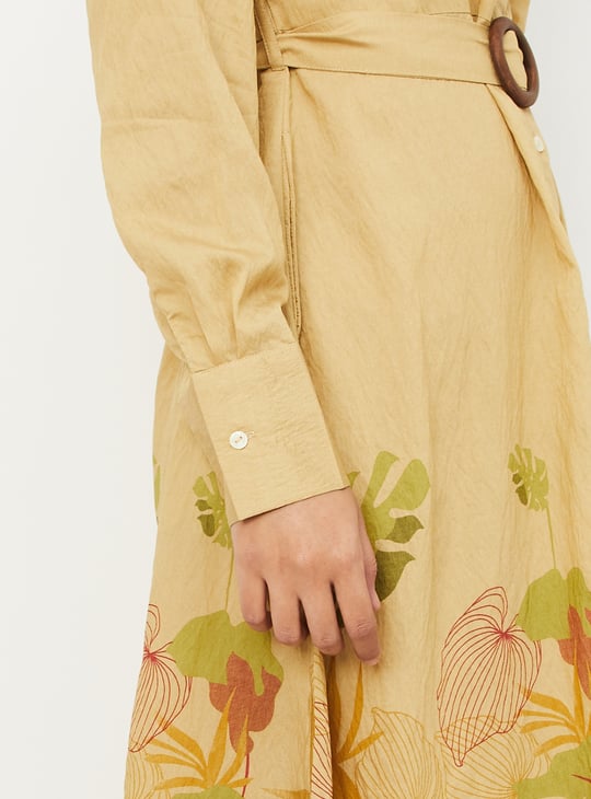 Women Floral Print Shirt Dress