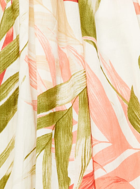 Women Tropical Print A-line Midi Dress