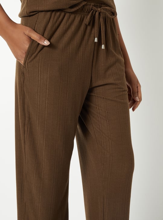Women Solid Ribbed PJ Set