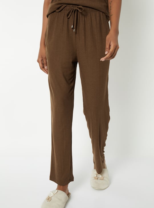 Women Solid Ribbed PJ Set