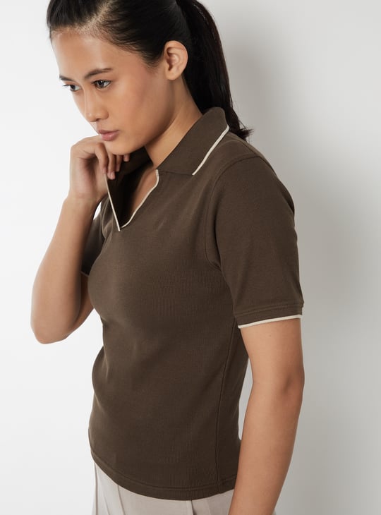 Women Knit Sports Polo T-shirt