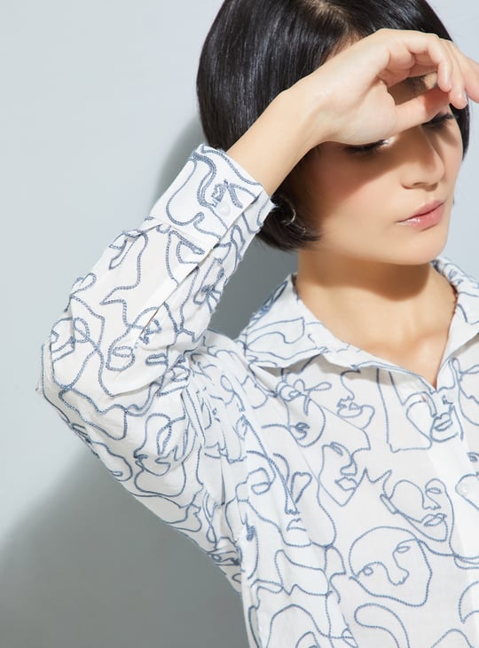 ALAYA F x URB_N Women Embroidered Crop Shirt