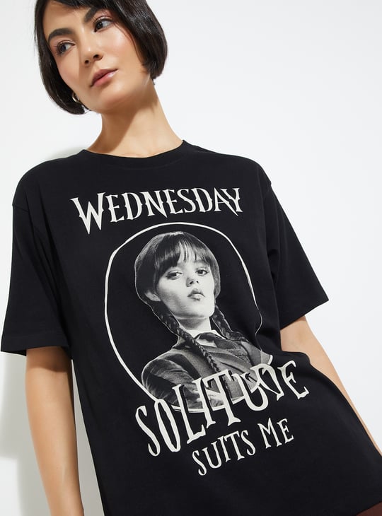 ALAYA F x URB_N Women Wednesday Print Oversized T-shirt