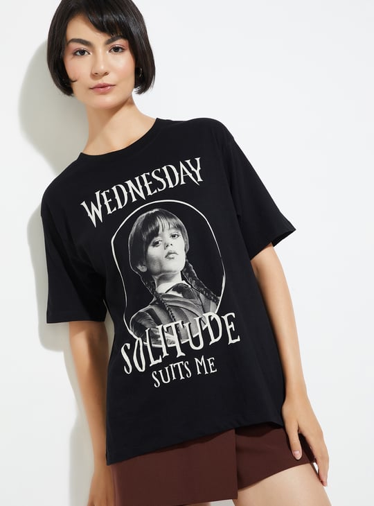 ALAYA F x URB_N Women Wednesday Print Oversized T-shirt