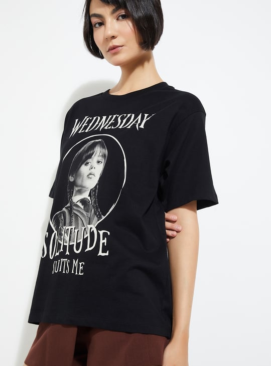 ALAYA F x URB_N Women Wednesday Print Oversized T-shirt