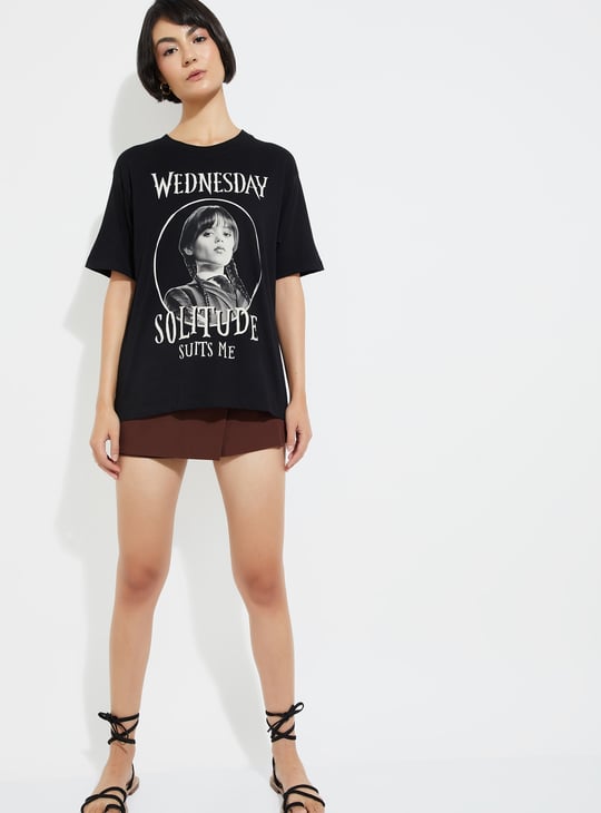 ALAYA F x URB_N Women Wednesday Print Oversized T-shirt