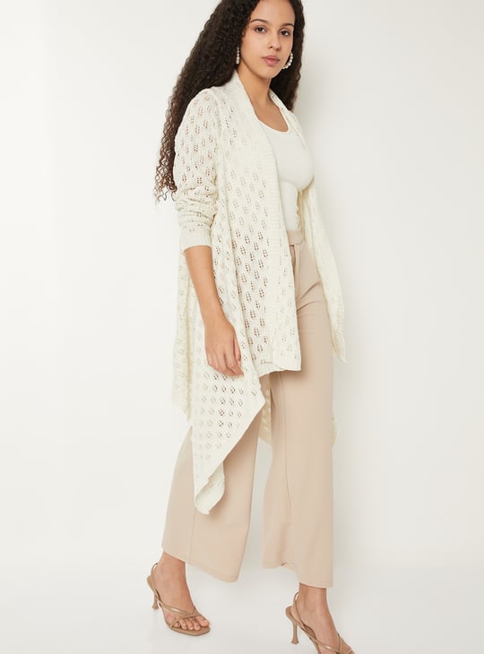 新品roughlow docking ensemble knit Ivory Women Knit Longline Waterfall Shrug | Off White | Waterfall