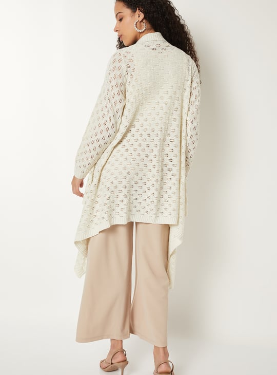 Women Knit Longline Waterfall Shrug | Off White | Waterfall