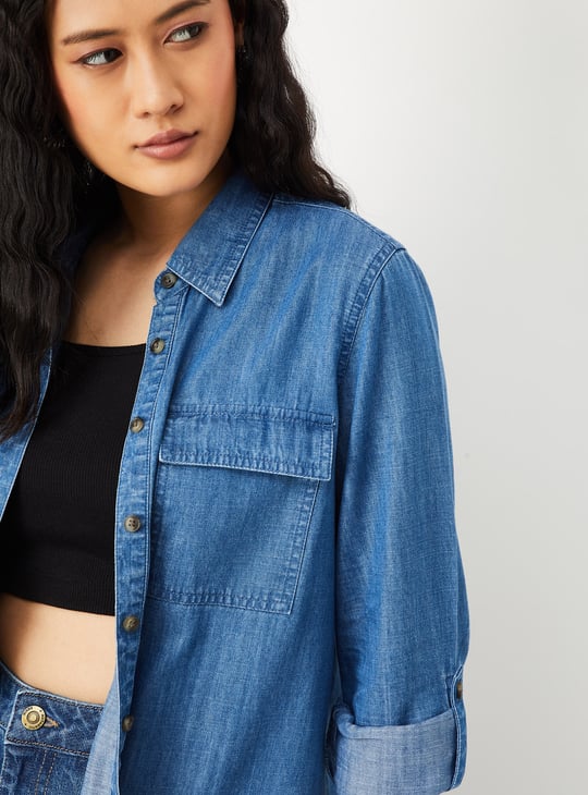 Women Washed Denim Shirt