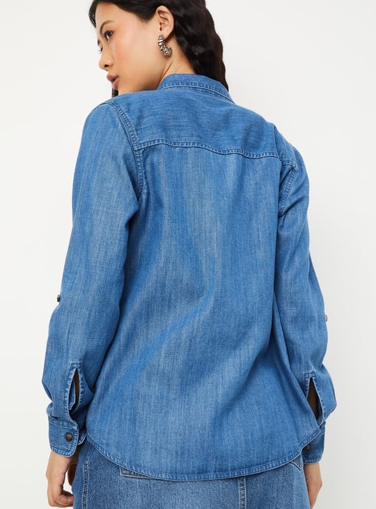Women Washed Denim Shirt