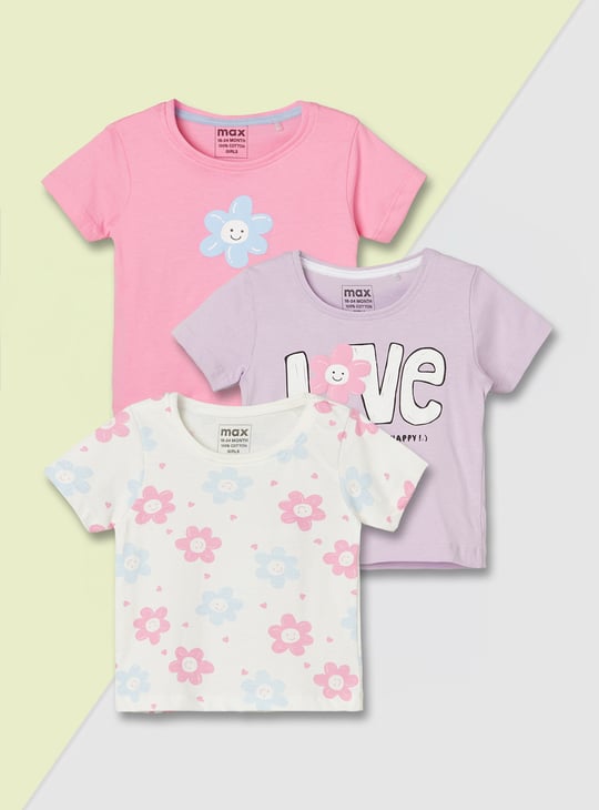 Girls Printed T-shirt - Pack of 3
