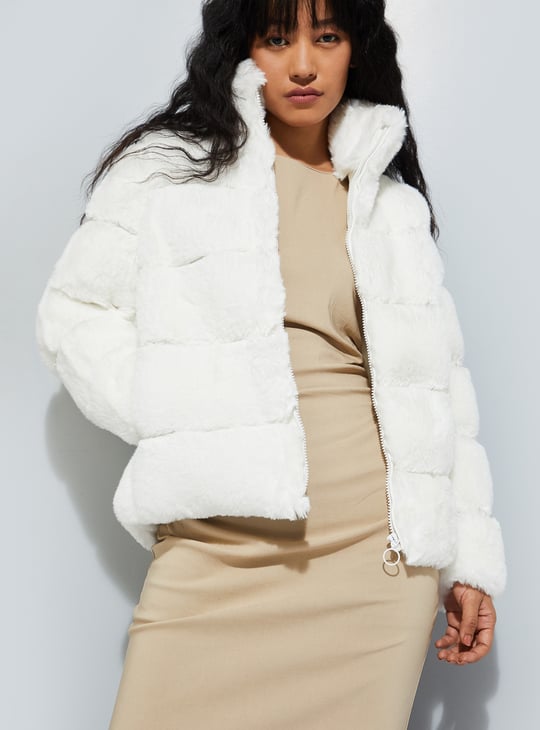 Buy Women Faux Fur Padded Oversized Jacket Online at just Rs