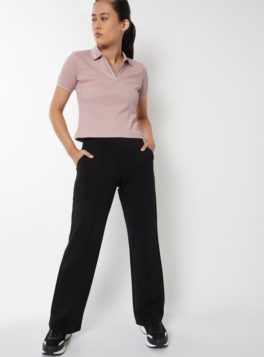 Women Ribbed Sports Polo T-shirt