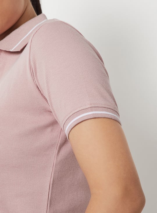 Women Ribbed Sports Polo T-shirt