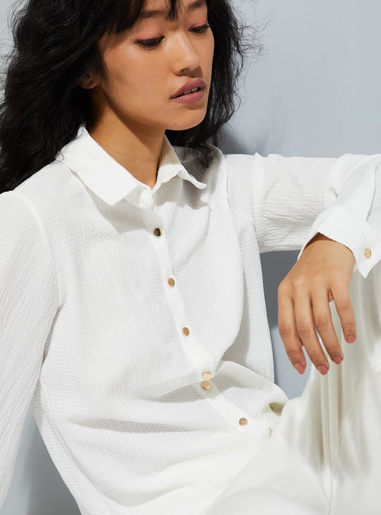 ALAYA F x URB_N Women Textured Regular Fit Shirt