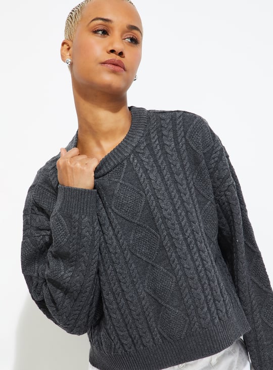 URB_N Women Cable Knit Sweater