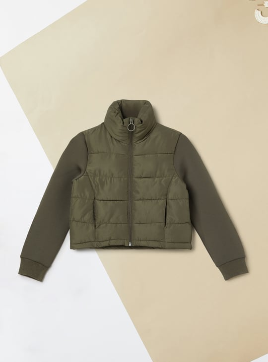 Girls Solid Puffer Jacket