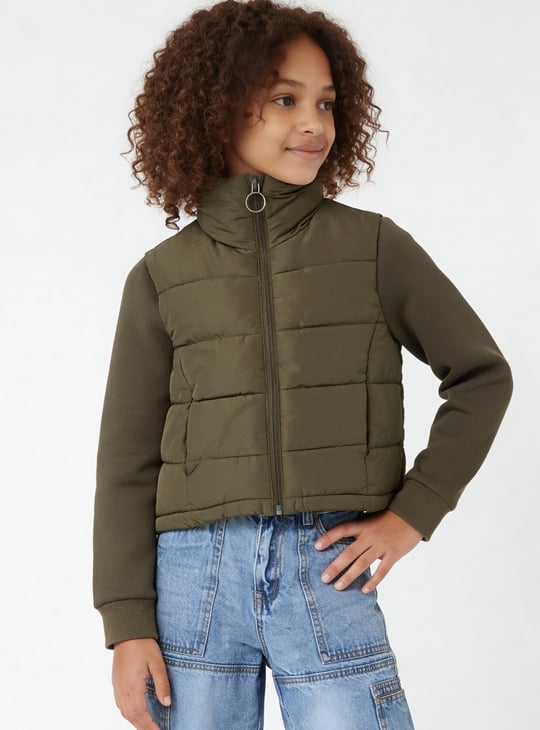 Girls Solid Puffer Jacket