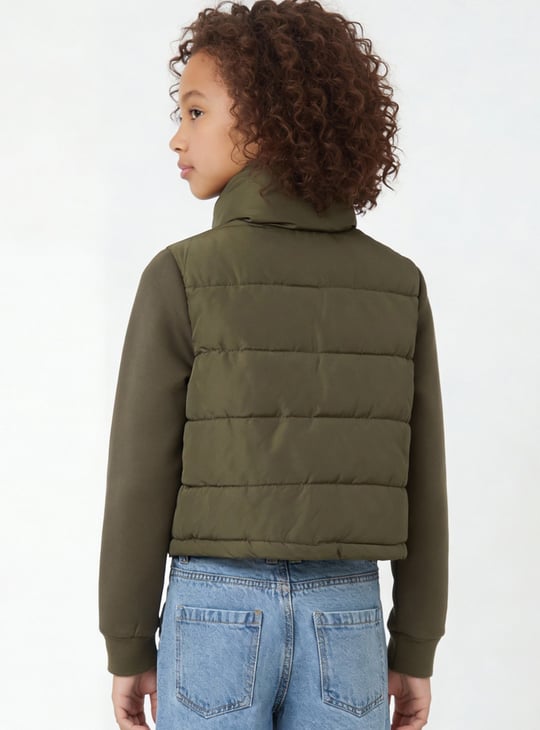 Girls Solid Puffer Jacket