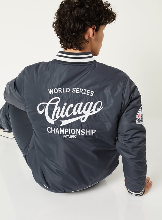 Men Embroidered Varsity Jacket