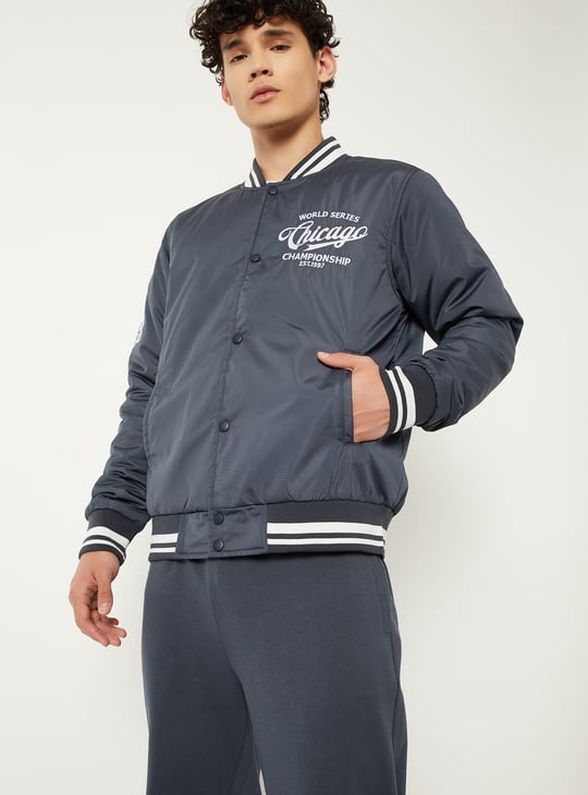 Men Embroidered Varsity Jacket